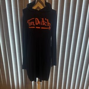 Von Dutch Black Dress with Vibrant Orange Logo